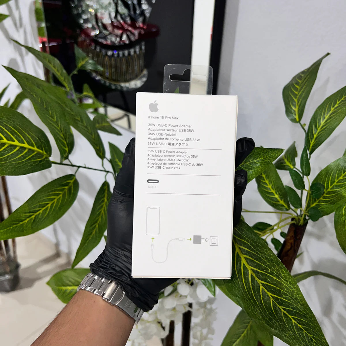 Set Cable y Cubo Trenzado Tipo C a Tipo C  Certificado MFi 35W