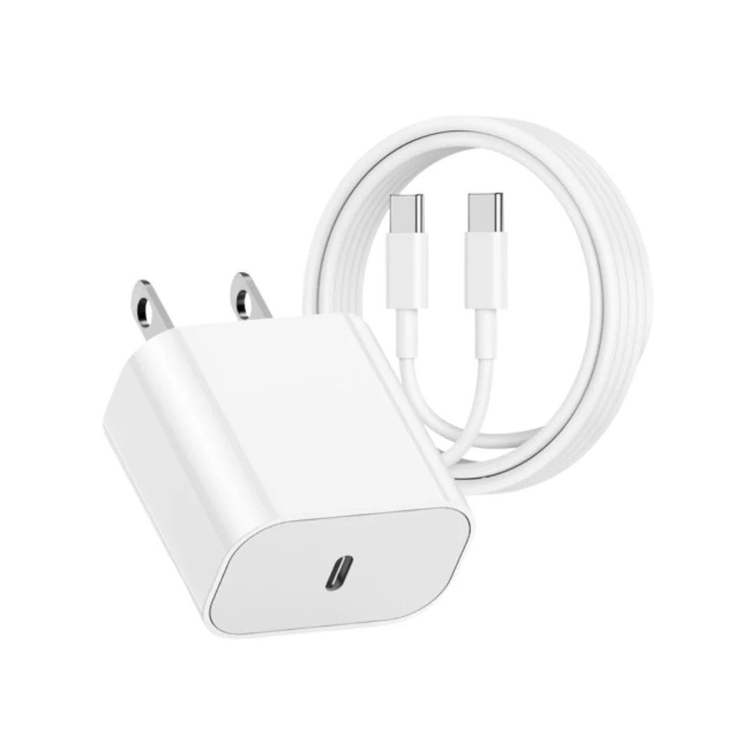 Set Cable y Cubo Trenzado Tipo C a Tipo C  Certificado MFi 35W