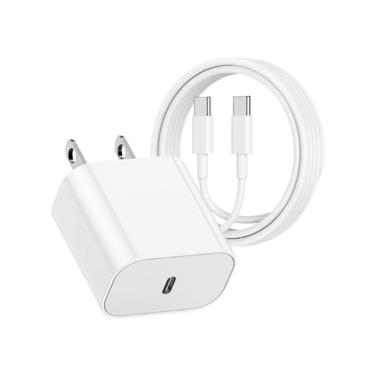 Set Cable y Cubo Trenzado Tipo C a Tipo C  Certificado MFi 35W