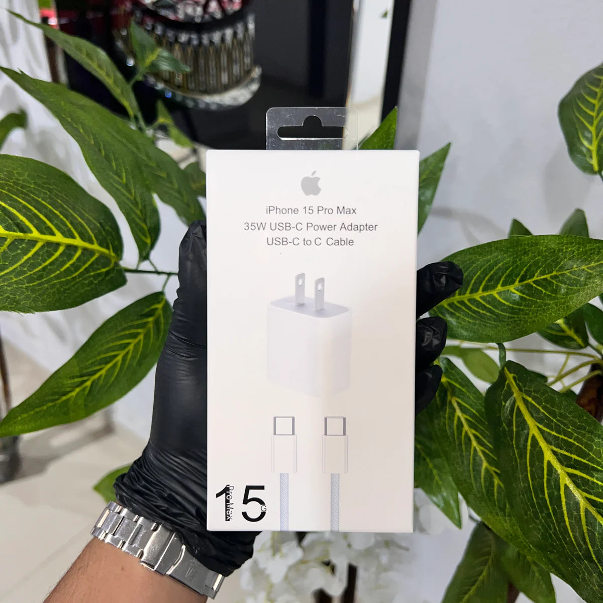 Set Cable y Cubo Trenzado Tipo C a Tipo C  Certificado MFi 35W